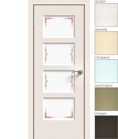 Межкомнатная дверь "ЭМАЛЬ" ПО-08 (Цвет - Белый; Ваниль; Прованс; Капучино; Графит)