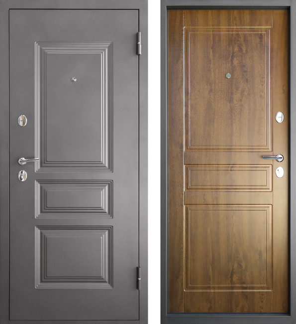 ПРОМЕТ "Марс 6 Классика" Дуб Тёмный Квартирный (2050х860 Правая) | Входная металлическая дверь