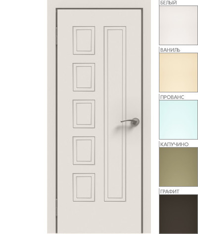 Межкомнатная дверь "ЭМАЛЬ" ПГ-05 (Цвет - Белый; Ваниль; Прованс; Капучино; Графит)